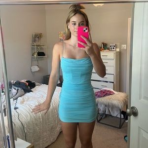 Hello molly light blue corset top body con mini dress size small
